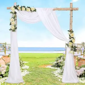 Wedding Arch Draping Fabric: White Sheer Chiffon Arch Fabric 2 Panels 6 Yards Sheer Photo Backdrop for Summer Wedding Reception Engagement Party Ceremony Church Decorations Wedding Arch Draping Fabric: White Sheer Chiffon Arch Fabric 2 Panels 6 Yards Sheer Photo Backdrop for Summer Wedding Reception Engagement Party Ceremony Church Decorations