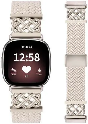 Celtic Heart Knot Braided Band Compatible with Fitbit Versa 4/Versa 3/Sense 2/Sense Bands for Women Men, Elastic Nylon Sport Loop Adjustable Replacement Strap with Upgraded Metal Fastener Celtic Heart Knot Braided Band Compatible with Fitbit Versa 4/Versa 3/Sense 2/Sense Bands for Women Men, Elastic Nylon Sport Loop Adjustable Replacement Strap with Upgraded Metal Fastener