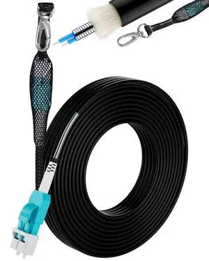 65M/213FT TPU OM3 Fiber LC to LC Outdoor Uniboot Fiber Patch Cable, OD-5mm Industrial 40Gb 50/125 Armored Duplex Multimode Cable, with one Pulling Eye Kit 65M/213FT TPU OM3 Fiber LC to LC Outdoor Uniboot Fiber Patch Cable, OD-5mm Industrial 40Gb 50/125 Armored Duplex Multimode Cable, with one Pulling Eye Kit
