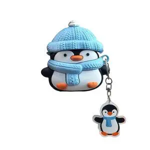Charging Earphone Case Compatible with Airpods 4,Christmas Cute Animal Hat Penguin Design Soft Silicone Full Body Protective Skin Cover, Kids Girls Women Cartoon Earbuds Accessories with Pendant Charging Earphone Case Compatible with Airpods 4,Christmas Cute Animal Hat Penguin Design Soft Silicone Full Body Protective Skin Cover, Kids Girls Women Cartoon Earbuds Accessories with Pendant