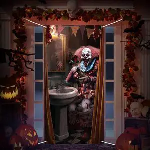 Halloween Clown Door Cover Circus Scary Decor 70.9 X 35.4 in | Evil Creepy Bathroom Entrance Backdrop, Garage Wall Banner Theme Party Supplies, Haunted House Decorations Halloween Clown Door Cover Circus Scary Decor 70.9 X 35.4 in | Evil Creepy Bathroom Entrance Backdrop, Garage Wall Banner Theme Party Supplies, Haunted House Decorations