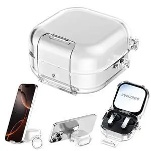 Case for Samsung Galaxy Buds 4 & Galaxy Buds 4 Pro (2026), Case Compatible with Samsung Buds 4 / Buds 4 Pro, Clear Earbud Cover with Integrated Phone Stand Secure Lock Buckle Carabiner for Girls Women Case for Samsung Galaxy Buds 4 & Galaxy Buds 4 Pro (2026), Case Compatible with Samsung Buds 4 / Buds 4 Pro, Clear Earbud Cover with Integrated Phone Stand Secure Lock Buckle Carabiner for Girls Women