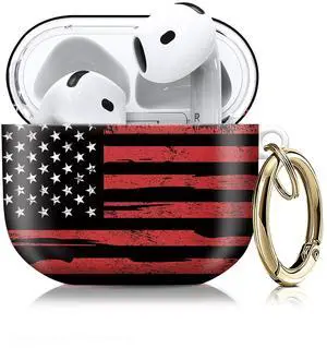 Compatible with AirPod 4th Gen Case with Keychain, Shockproof Protective Cover for Wireless Earbuds - Lightweight & Durable Design for Women Men Girl (Red American Flag) Compatible with AirPod 4th Gen Case with Keychain, Shockproof Protective Cover for Wireless Earbuds - Lightweight & Durable Design for Women Men Girl (Red American Flag)