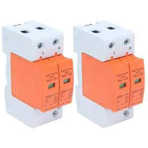 2Pcs 2P (1P+N) Thunder Protector 420V Single-Phase SPD Arrester Protective Device Maximum AC 60KA DIN Rail Mounting, Fire Retardant Housing for Home Circuit Breaker with Visual Indicator(60KA) 2Pcs 2P (1P+N) Thunder Protector 420V Single-Phase SPD Arrester Protective Device Maximum AC 60KA DIN Rail Mounting, Fire Retardant Housing for Home Circuit Breaker with Visual Indicator(60KA)