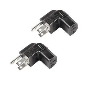 90 Degree 3 Prong Power Adapter, Up Angle 3 Prong NEMA 5-15P to IEC 320 C13 Female 16A / 125V Computer Power Adapter(2-Pack) 90 Degree 3 Prong Power Adapter, Up Angle 3 Prong NEMA 5-15P to IEC 320 C13 Female 16A / 125V Computer Power Adapter(2-Pack)