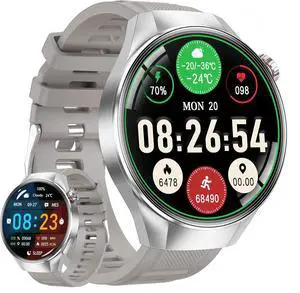 Military Tactical Smart Watch for Men,1.75" Large Crystal Clear HD AMOLED Touchscreen Smartwatches for Android iOS,Fitness Tracker with 120+Sport Modes/Heart Rate/Sleep Monitor (Silver) Military Tactical Smart Watch for Men,1.75" Large Crystal Clear HD AMOLED Touchscreen Smartwatches for Android iOS,Fitness Tracker with 120+Sport Modes/Heart Rate/Sleep Monitor (Silver)