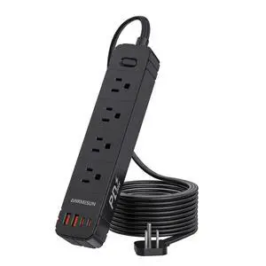 Flat Plug Power Strip, Surge Protector with 4 AC & 4 USB Ports (PD20W) | 2 USB A & 2 USB C, 5FT Low-Profile Extension Cord, Wall Mount Desktop Charging Station for Home Office Dorm, Black Flat Plug Power Strip, Surge Protector with 4 AC & 4 USB Ports (PD20W) | 2 USB A & 2 USB C, 5FT Low-Profile Extension Cord, Wall Mount Desktop Charging Station for Home Office Dorm, Black