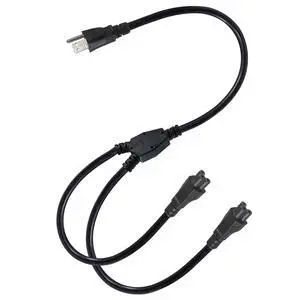 C5 Power Cord Splitter 3FT, NEMA 5-15P to 2X IEC 60320 C5 Female, 1 to 2 Splitter Outlet Cloverleaf AC Power Cable, Y Splitter Cord for Laptop Chargers, Monitors, Printers & Projectors C5 Power Cord Splitter 3FT, NEMA 5-15P to 2X IEC 60320 C5 Female, 1 to 2 Splitter Outlet Cloverleaf AC Power Cable, Y Splitter Cord for Laptop Chargers, Monitors, Printers & Projectors