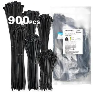 Zip Ties Assorted Sizes(14+12+10+8+6+4 Inch), 900 Pcs Black zip Ties for Home, Office, Garden, Workshop, Multi-Purpose Wire Management Cable Tie Wraps by Zip Ties Assorted Sizes(14+12+10+8+6+4 Inch), 900 Pcs Black zip Ties for Home, Office, Garden, Workshop, Multi-Purpose Wire Management Cable Tie Wraps by