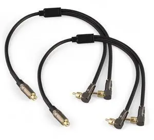 Right Angle 2-Male to Straight 1-Female RCA Audio Stereo Subwoofer Cable Speaker Y Adapter Male to Female Subwoofer Extension Cord 2 Pack (1.5FT) Right Angle 2-Male to Straight 1-Female RCA Audio Stereo Subwoofer Cable Speaker Y Adapter Male to Female Subwoofer Extension Cord 2 Pack (1.5FT)