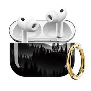 Compatible with AirPod Pro 3 Case (2025), Shockproof Dustproof Protective Cover with Cute Golden Keychain for Women & Girls - Mountain Night Landscape Forest Compatible with AirPod Pro 3 Case (2025), Shockproof Dustproof Protective Cover with Cute Golden Keychain for Women & Girls - Mountain Night Landscape Forest