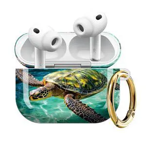 Compatible with AirPod Pro 3 Case (2025), Shockproof Dustproof Protective Cover with Cute Golden Keychain for Women & Girls - Sea Turtle Compatible with AirPod Pro 3 Case (2025), Shockproof Dustproof Protective Cover with Cute Golden Keychain for Women & Girls - Sea Turtle
