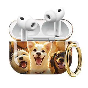 Compatible with AirPod Pro 3 Case (2025), Shockproof Dustproof Protective Cover with Cute Golden Keychain for Women & Girls - Cute Dogs Compatible with AirPod Pro 3 Case (2025), Shockproof Dustproof Protective Cover with Cute Golden Keychain for Women & Girls - Cute Dogs