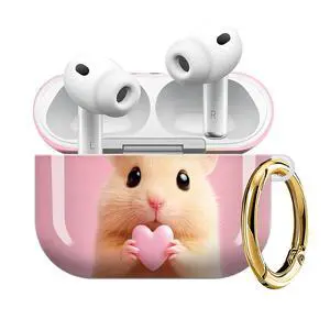 Compatible with AirPod Pro 3 Case (2025), Shockproof Dustproof Protective Cover with Cute Golden Keychain for Women & Girls - Cute Hamster Pink Heart Compatible with AirPod Pro 3 Case (2025), Shockproof Dustproof Protective Cover with Cute Golden Keychain for Women & Girls - Cute Hamster Pink Heart