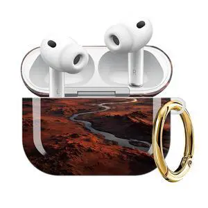 Compatible with AirPod Pro 3 Case (2025), Shockproof Dustproof Protective Cover with Cute Golden Keychain for Women & Girls - Desert Landscape River Compatible with AirPod Pro 3 Case (2025), Shockproof Dustproof Protective Cover with Cute Golden Keychain for Women & Girls - Desert Landscape River