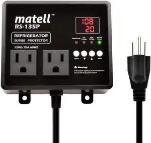 Refrigerator Surge Protector Dual Outlet | Protects fridge from surge, brownout, over/under voltage. Auto shutoff, delay restart 1-120s. LED display Refrigerator Surge Protector Dual Outlet | Protects fridge from surge, brownout, over/under voltage. Auto shutoff, delay restart 1-120s. LED display