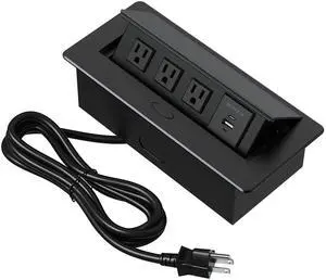 Connection Box Desktop Pop Up Outlet with 3 * 15A Receptacle2.1A 1 USB-A Ports &1 USB-C PortCorrosive Resistant Hardware,Black Connection Box Desktop Pop Up Outlet with 3 * 15A Receptacle2.1A 1 USB-A Ports &1 USB-C PortCorrosive Resistant Hardware,Black