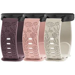 3 Pack 22mm Flower Pattern Bands Compatible with Garmin Venu 4 45mm/Venu 3/Venu 2/Vivoactive 4/Forerunner 745/265/255/255 Music, Soft Silicone Floral Engraved Sport Strap for Women Men 3 Pack 22mm Flower Pattern Bands Compatible with Garmin Venu 4 45mm/Venu 3/Venu 2/Vivoactive 4/Forerunner 745/265/255/255 Music, Soft Silicone Floral Engraved Sport Strap for Women Men