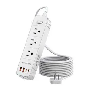 Flat Plug Power Strip, Surge Protector with 3 AC & 4 USB Ports (PD20W) | 2 USB A & 2 USB C, 5FT Low-Profile Extension Cord, Wall Mount Desktop Charging Station for Home Office Dorm, White Flat Plug Power Strip, Surge Protector with 3 AC & 4 USB Ports (PD20W) | 2 USB A & 2 USB C, 5FT Low-Profile Extension Cord, Wall Mount Desktop Charging Station for Home Office Dorm, White