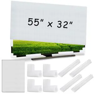 TV Cushioning Foam Set Include 1 Pcs Foam Flat Screen TV Cover Fits up to 55'' W x 32'' H and 8 Pcs Moving Foam Corner Edge Protectors for TV Display Screen Protector Packing Moving TV Cushioning Foam Set Include 1 Pcs Foam Flat Screen TV Cover Fits up to 55'' W x 32'' H and 8 Pcs Moving Foam Corner Edge Protectors for TV Display Screen Protector Packing Moving