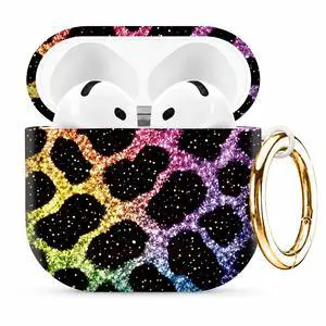 Compatible with AirPod 4th Generation (2024), Cute Protective Cover with Keychain, TPU Anti-Drop Earbuds Case for Women and Men(Rainbow Leopard Glitter) Compatible with AirPod 4th Generation (2024), Cute Protective Cover with Keychain, TPU Anti-Drop Earbuds Case for Women and Men(Rainbow Leopard Glitter)