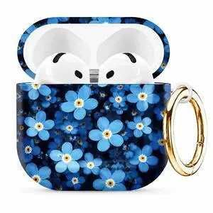 Compatible with AirPod 4th Generation (2024), Cute Protective Cover with Keychain, TPU Anti-Drop Earbuds Case for Women and Men(Blue Flowers with Yellow Centers) Compatible with AirPod 4th Generation (2024), Cute Protective Cover with Keychain, TPU Anti-Drop Earbuds Case for Women and Men(Blue Flowers with Yellow Centers)