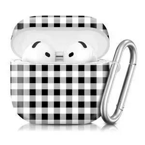 Compatible with AirPod 4th Generation 2024 Case, Shockproof Anti-Drop Protective Cover, Cute Case for Women Men with Keychain(Black White Check Lattice Plaid) Compatible with AirPod 4th Generation 2024 Case, Shockproof Anti-Drop Protective Cover, Cute Case for Women Men with Keychain(Black White Check Lattice Plaid)