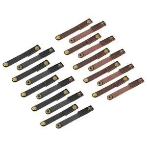 Pack of 20 Leather Cable Straps Cable Ties, Cord Organizer, Portable Cable Management for USB Cables, Headphone Wires, Black/Brown Pack of 20 Leather Cable Straps Cable Ties, Cord Organizer, Portable Cable Management for USB Cables, Headphone Wires, Black/Brown