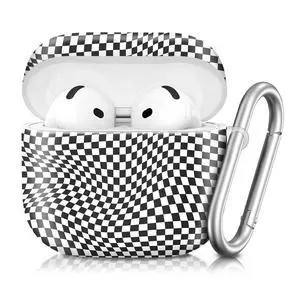 Compatible with AirPod 4th Generation 2024 Case, Shockproof Anti-Drop Protective Cover, Cute Case for Women Men with Keychain(Black White Checkered) Compatible with AirPod 4th Generation 2024 Case, Shockproof Anti-Drop Protective Cover, Cute Case for Women Men with Keychain(Black White Checkered)