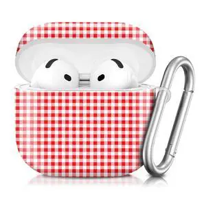 Compatible with AirPod 4th Generation 2024 Case, Shockproof Anti-Drop Protective Cover, Cute Case for Women Men with Keychain(Red White Checkered) Compatible with AirPod 4th Generation 2024 Case, Shockproof Anti-Drop Protective Cover, Cute Case for Women Men with Keychain(Red White Checkered)