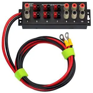 Wired Banana Jack and Power Pole 10 Outlet DC Power Distribution Strip Box Wired Banana Jack and Power Pole 10 Outlet DC Power Distribution Strip Box