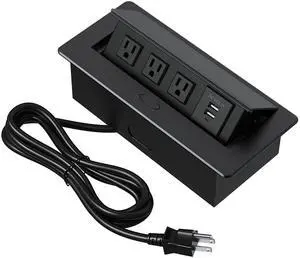 Connection Box Desktop Pop Up Outlet with 2 USB Ports & 3 Outlets(Black) Connection Box Desktop Pop Up Outlet with 2 USB Ports & 3 Outlets(Black)