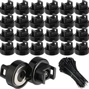 24 Pcs Magnet Zip Tie Mount Heavy Duty Black Magnetic Cable Clips Multipurpose Wire Cable Holder with 100 Pcs Nylon Ties for Home Office Marine Electrical Wiring 24 Pcs Magnet Zip Tie Mount Heavy Duty Black Magnetic Cable Clips Multipurpose Wire Cable Holder with 100 Pcs Nylon Ties for Home Office Marine Electrical Wiring