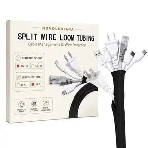 1/2 Inch Split Wire Loom Tubing 10 FT, Black Cable Sleeve for Wires | Abrasion Resistant Wire Protection for Cars, Trucks, Motorcycles and Electrical Harnesses 1/2 Inch Split Wire Loom Tubing 10 FT, Black Cable Sleeve for Wires | Abrasion Resistant Wire Protection for Cars, Trucks, Motorcycles and Electrical Harnesses