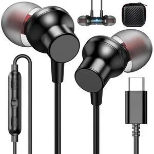 USB C Earbuds Wired Headphones with Microphone Volume Control Black | Noise Isolating Type C Earphones for Google Pixel 10 9 Pro Headphone for iPhone 17 16 15 Pro Max/iPad 10th Gen for Galaxy S26 USB C Earbuds Wired Headphones with Microphone Volume Control Black | Noise Isolating Type C Earphones for Google Pixel 10 9 Pro Headphone for iPhone 17 16 15 Pro Max/iPad 10th Gen for Galaxy S26