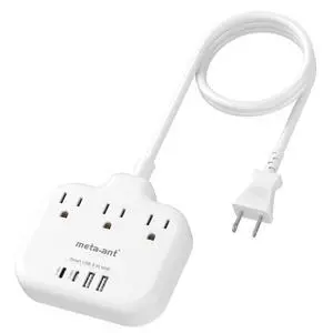 2 Prong to 3 Prong Outlet Adapter with 3 Outlets & 4 USB(2 USB-C), 5FT Extension Cord 2 Prong Outlet, Polarized, for Old House, White 2 Prong to 3 Prong Outlet Adapter with 3 Outlets & 4 USB(2 USB-C), 5FT Extension Cord 2 Prong Outlet, Polarized, for Old House, White