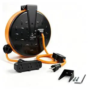 16/3 Gauge Retractable Extension Cord Reel 30 FT, 3 Outlets | Retractable Power Cord, 10A Circuit Breaker, Wall or Ceiling Mountable for Garage, Workshop, UL Listed, Orange 16/3 Gauge Retractable Extension Cord Reel 30 FT, 3 Outlets | Retractable Power Cord, 10A Circuit Breaker, Wall or Ceiling Mountable for Garage, Workshop, UL Listed, Orange