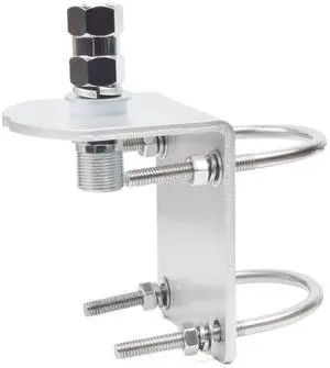 Universal Aluminum Heavy Duty Antenna Mount, Outdoor Antenna Pole Mast Mount Bracket with U-Bolts and CB Adapter for 3/8-24 Stud Cellular Trucker Antenna (10MM Center of Hole) Universal Aluminum Heavy Duty Antenna Mount, Outdoor Antenna Pole Mast Mount Bracket with U-Bolts and CB Adapter for 3/8-24 Stud Cellular Trucker Antenna (10MM Center of Hole)