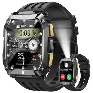 Smart Watches for Men Fitness Watch: 100 Days Battery Life/Call/Answer 1.95'' Mens Military Smart Watch for Android & iPhone, Fitness Tracker with Flashlight/Heart Rate Sleep Monitor/100+ Sport Modes Smart Watches for Men Fitness Watch: 100 Days Battery Life/Call/Answer 1.95'' Mens Military Smart Watch for Android & iPhone, Fitness Tracker with Flashlight/Heart Rate Sleep Monitor/100+ Sport Modes