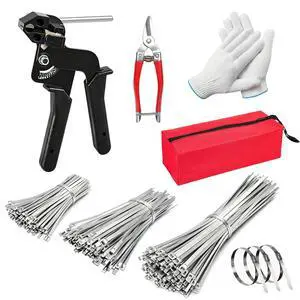 Heavy metal cable ties, 400 pcs metal cable tie gun set, 6/8/11.8in | 304 stainless steel, multifunctional self-locking cable tie kit, suitable for fences, farms, cables, pipelines, etc Heavy metal cable ties, 400 pcs metal cable tie gun set, 6/8/11.8in | 304 stainless steel, multifunctional self-locking cable tie kit, suitable for fences, farms, cables, pipelines, etc