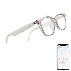 Bluetooth Glasses with AI Translation, Smart Glasses Open-Ear Audio | Bluetooth 5.3, AI Translation 169 Languages, Touch Control, Hands-Free Calls/Music, Built-in Mic Speakers, Clear Pink Frame Bluetooth Glasses with AI Translation, Smart Glasses Open-Ear Audio | Bluetooth 5.3, AI Translation 169 Languages, Touch Control, Hands-Free Calls/Music, Built-in Mic Speakers, Clear Pink Frame