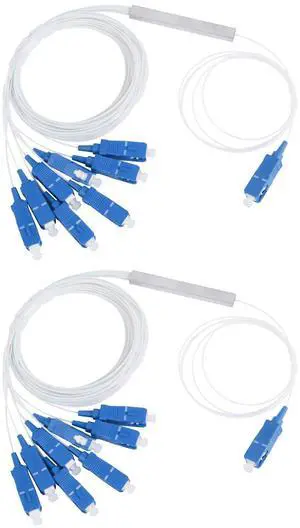 SC UPC 1×8 Singlemode PLC Fiber Optic Splitter 1:8 0.9mm G657A1 Fiber Pigtail for Fiber Optical Communication System (2-Pack) SC UPC 1×8 Singlemode PLC Fiber Optic Splitter 1:8 0.9mm G657A1 Fiber Pigtail for Fiber Optical Communication System (2-Pack)