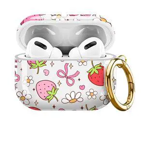 for Cute Airpods Pro 3 Case Clear, Soft TPU Air Pods Pro 3rd Generation Cover Protective Skin Girl Women with Gold Keychain for iPod Pro 3 Gen 2025 - Cute Strawberry Bow Flower for Cute Airpods Pro 3 Case Clear, Soft TPU Air Pods Pro 3rd Generation Cover Protective Skin Girl Women with Gold Keychain for iPod Pro 3 Gen 2025 - Cute Strawberry Bow Flower