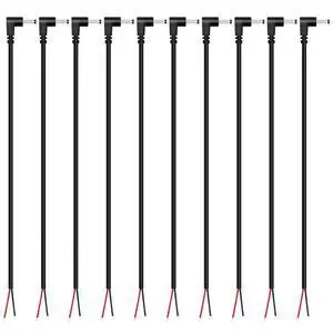 DC Power Pigtail Cable, 10-Pack 3.5mm x 1.35mm 90 Degree Right Angle DC Barrel Male Plug Jack Connector to Bare Wire Power Supply Adapter Repair Cord for CCTV Surveillance Security Camera LED Strip DC Power Pigtail Cable, 10-Pack 3.5mm x 1.35mm 90 Degree Right Angle DC Barrel Male Plug Jack Connector to Bare Wire Power Supply Adapter Repair Cord for CCTV Surveillance Security Camera LED Strip