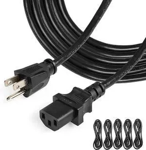 (6FT - 5PK) Universal Computer Monitor TV Replacement 3 Prong AC Power Cord - UL Approved, C13, 18 AWG, 125 Volts - Black (6 Feet - 5 Pack) (6FT - 5PK) Universal Computer Monitor TV Replacement 3 Prong AC Power Cord - UL Approved, C13, 18 AWG, 125 Volts - Black (6 Feet - 5 Pack)