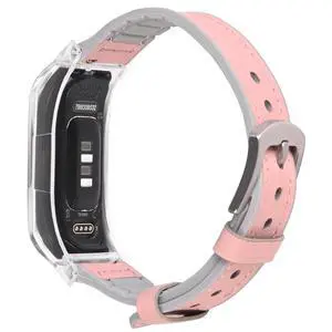 Leather & Silicone Mixed Strap Compatible with vivosmart 5 Replacement Watch band with New Transparent Case M/L Leather & Silicone Mixed Strap Compatible with vivosmart 5 Replacement Watch band with New Transparent Case M/L