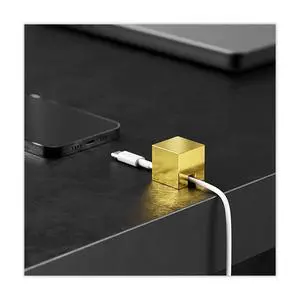 Metal Cord Holder, Weighted Cable Organizer or Management, Heavy Wire Keeper for Nightstand, Desk, Bedside Table - Cube Cords Strap for Lightning, USB-C Phone Charger Cables (Gold - 1 PCS) Metal Cord Holder, Weighted Cable Organizer or Management, Heavy Wire Keeper for Nightstand, Desk, Bedside Table - Cube Cords Strap for Lightning, USB-C Phone Charger Cables (Gold - 1 PCS)