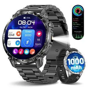 Military Smart Watch with Flashlight/100 Days Battery Life (2 Bands) | 100+ Sports Modes/1.7" Display/Heart Rate/Blood Oxygen/Sleep Monitor/IP68 Waterproof Fitness Tracker (Answer/Make Call) Military Smart Watch with Flashlight/100 Days Battery Life (2 Bands) | 100+ Sports Modes/1.7" Display/Heart Rate/Blood Oxygen/Sleep Monitor/IP68 Waterproof Fitness Tracker (Answer/Make Call)