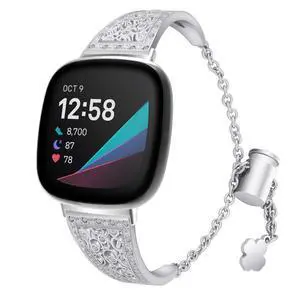 Compatible with Fitbit Versa 4/Versa 3/ Sense 2/Sense Band for Women, Replacement Bling Metal Strap Stainless Steel Metal Jewelry Bangle Wrist Strap Bracelet Rhinestone Accessories for Sense 2/Versa 4 Compatible with Fitbit Versa 4/Versa 3/ Sense 2/Sense Band for Women, Replacement Bling Metal Strap Stainless Steel Metal Jewelry Bangle Wrist Strap Bracelet Rhinestone Accessories for Sense 2/Versa 4