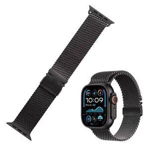 Milanese Mesh Loop Compatible with Apple Watch Bands 49mm 46mm 45mm 44mm 42mm for Men Women, Pure Titanium Mesh Loop with Parachute-style Buckle for iWatch Ultra 2 Series 10 9 8 7 6 SE 5 4 3 Milanese Mesh Loop Compatible with Apple Watch Bands 49mm 46mm 45mm 44mm 42mm for Men Women, Pure Titanium Mesh Loop with Parachute-style Buckle for iWatch Ultra 2 Series 10 9 8 7 6 SE 5 4 3